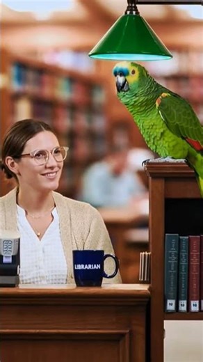 Librarian Says “Be Quiet”… Parrot Refuses 🦜📚