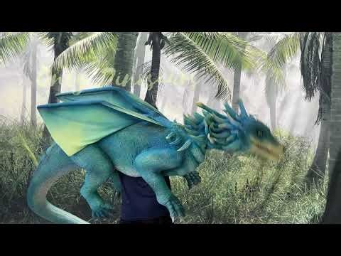 Majestic Blue Dragon with Spreading Wings | Shoulder Dragon Puppets