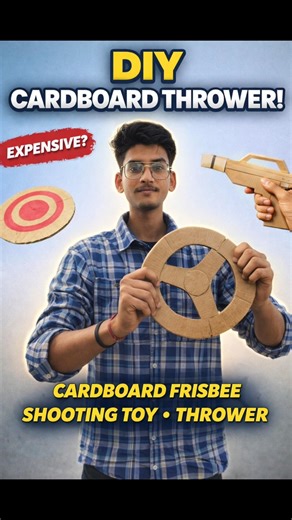 cardboard frisbee how to make cardboard thrower rubberband shooting #shorts #papercraft #ytshorts