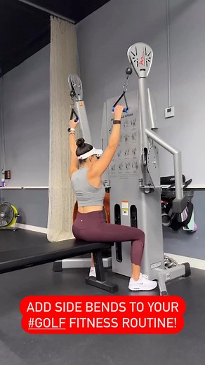 ADD SIDE BENDS TO YOUR #GOLFFITNESS ROUTINE! 📌 Save to try later! Side bending is essential for maintaining your posture during the golf swing. Start incorporating them into your workouts and your swing transform! #golf #GolfSwing #Golfer #golflife #golfworkout #golfcourse | Fit Golfer Girl