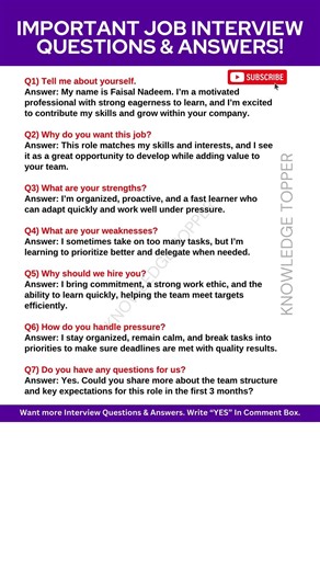 7 Most Important Job Interview Questions and Answers