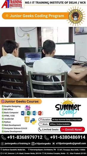 Junior Geeks Coding Program 🤽‍♂️Summer Camp🌴