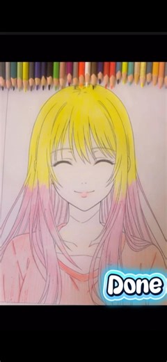 Cute Anime Girl Coloring Page | Easy & Soft Color Pencil Art