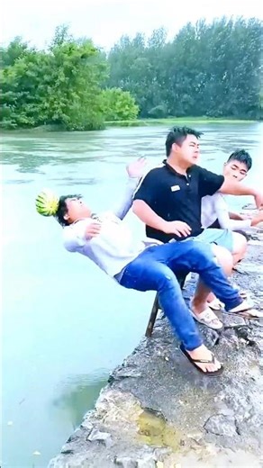 He threw the watermelon so hard, it exploded in water! #shorts