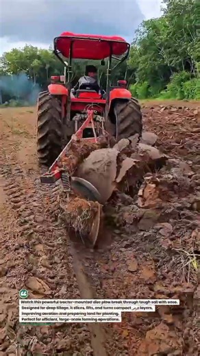 Heavy-Duty Disc Plow Cutting Deep Soil Fast #AgriTech #Farming #TractorPower
