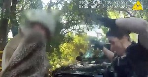 Leapin' lizards! California officer gets quite a fright when a lizard jumps near her during search