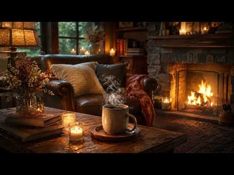 Relaxing Acoustic Guitar for Deep Rest | Warm Fireplace, Coffee & Candlelight (3 Hours)