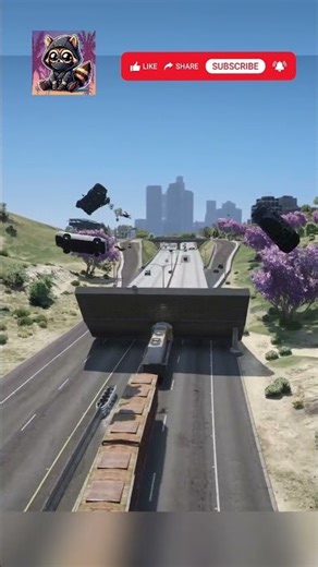 GTA 5 Shorts – Train Goes Crazy on the Street with Giant Ramp! 🚂🔥 #34