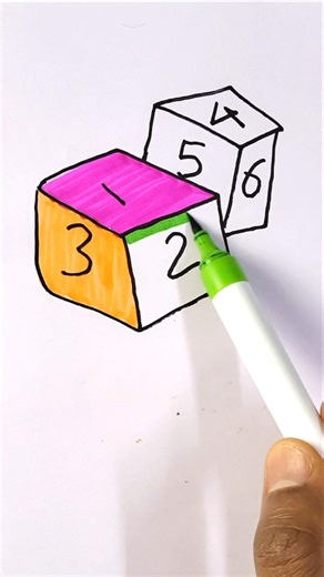 Colorful numbers Cube drawing for kids #shorts #ytshorts #easydrawing #kidsfun #art