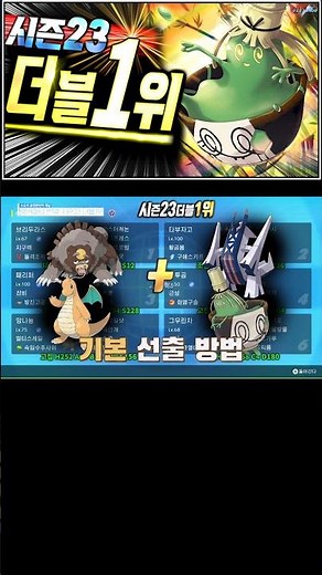 포켓몬 최신랭커파티 소개 (더블1위 시즌23 그우린차 샘플)