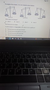 Question 8 The weights of four objects, 1 to 4, are compared us... | Filo