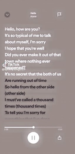 Adele Hello Song Lyrics and Spotify Speed Up Edit