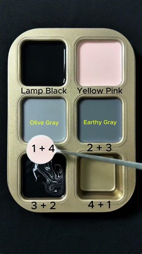 Create 4 colors from 2 colors. #asmr #mix #colormixing #mixing #mixingcolors #black #yellow #pink