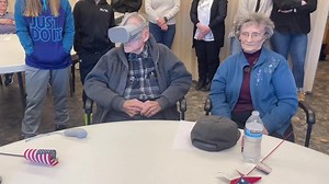 Ted Harles watching the virtual honor flight wearing occulus goggles. | Veterans Honor Flight of ND/MN