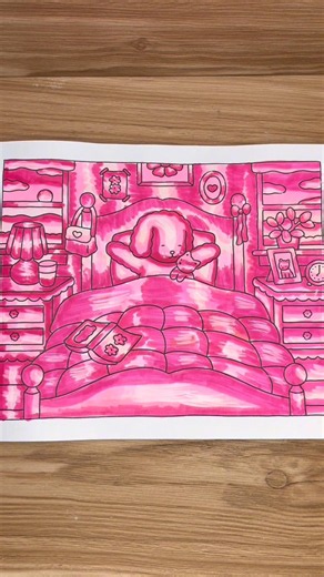 Coloring Bobbie Goods with only one color (pink) #drawing #coloring #stationery