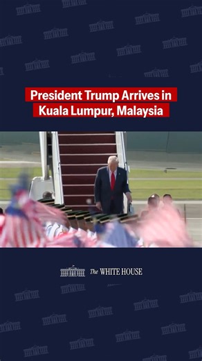 President Donald J. Trump arrives in Malaysia for the ASEAN Summit and is greeted by Prime Minister Anwar Ibrahim. 🇺🇸🇲🇾 | The White House