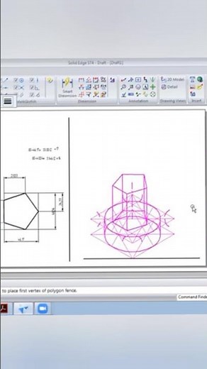 Isomertric Projection: Pentagonal Prism on Cylinder #engineeringdrawing #isometric