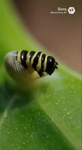 Monarch Caterpillar Hatches from Its Egg