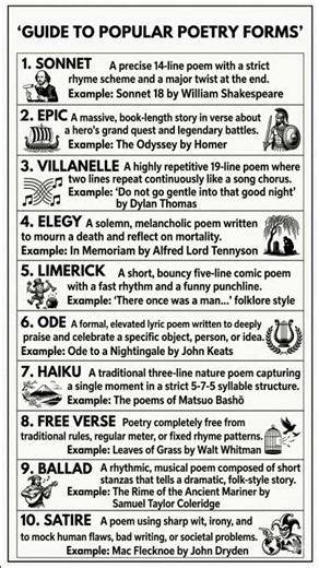 10 Poetry Forms Explained #poetry #sonnet #villanelle #english #englishliterature