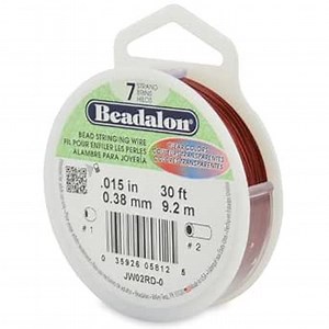 Beadalon 7 Strand Stainless Steel Bead Stringing Wire, 0.015 in / 0.38 mm, Red, 30 ft / 9.2 m