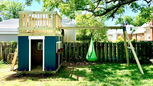 DIY Playhouse With Swing Set - Lazy Guy DIY
