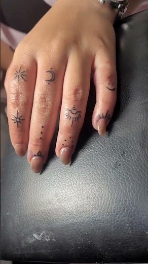 Minimal Finger Tattoos for Girls | Dotwork Star & Moon Design | Heart Block Tattoos