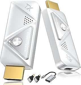 Wireless HDMI Transmitter and Receiver 382FT/100M, 2.4G+5G Plug & Play Wireless HDMI Extender Kit 4K Decode for Video and Audio to Monitor from Laptop