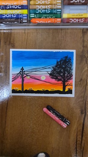 Easy Sunset Scenery Drawing with Oil Pastels 🌅 | Step by Step for Beginners