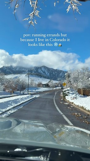 Ruby Tawes | hiking, travel, van life on Instagram: "Casual mountain views on the way home from the grocery store 🫢 #colorado #coloradocheck #bouldercolorado #boulder #mountainviews #winter"