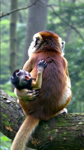 Echoes of Dawn: Howler Monkey Mother & Baby 🐒🌄💞