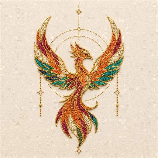 Phoenix Embroidery Design, Colorful Fire Bird Machine Embroidery File, Mythical Phoenix Art, Digital Download - Etsy