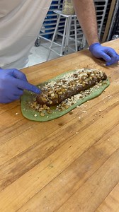 New pistachio king cake flavor with walnuts, chocolate doberge filling, and espresso flavor! | Champagne's To Go