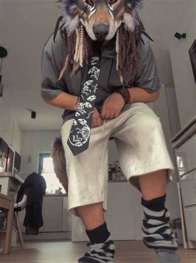 Creative Handmade Wolf Mask and Rat Tie