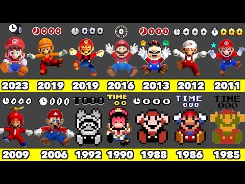 Evolution of Super Mario Bros Time Up Death Animation Game Graphics In Nintendo Games (1985-2023)
