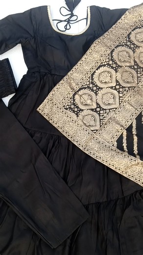 Pure Roman Silk Chanderi Fabric Heavy Flair Anarkali Dress