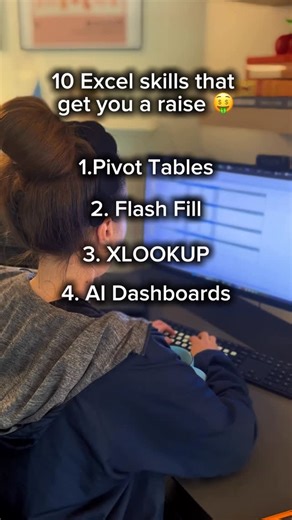 Farizat Tabora on Instagram: "Comment “2026” to get my free excel training and master these excel skills 👇 10 Excel skills that get you a raise 🤑💵 1. Pivot Tables 2. Flash Fill 3. XLOOKUP 4. AI Dashboards 5. ChatGPT for Formulas 6. Quick Analysis 7. Conditional Formatting 8. Power Query 9. IF Formulas 10. Auditing Formulas Master these before your next performance review: just comment “2026” below & I’ll DM you my free Excel + AI class that teaches them to you step-by-step ⤵️"
