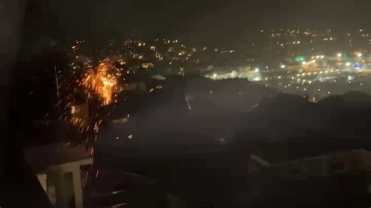 Power lines captured sparking and burning across Cornwall