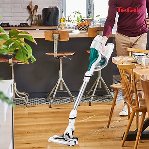 Finding it hard to keep your floors clean? Tefal Air Force 360 All-in-One vacuum comes with a powerful suction head and brush that can clean wood, tiles, and carpets with just one click! #TefalTechnology | Tefal
