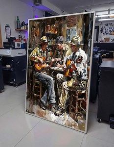 Guitarists in Bar Painting Print - Rustic Musician Art, Lively Music Decor, Perfect for Bar or Cafe Wall,jazz Wall Art,music Canvas Art - Etsy