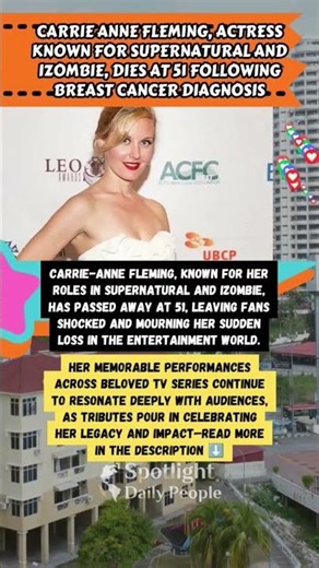 Supernatural & iZombie Star Carrie-Anne Fleming Dies at 51 💔 #Supernatural #iZombie #CelebrityNews