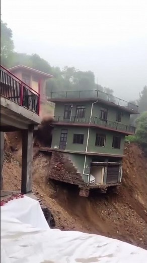 House Sliding and Collapse Down Hill #shorts