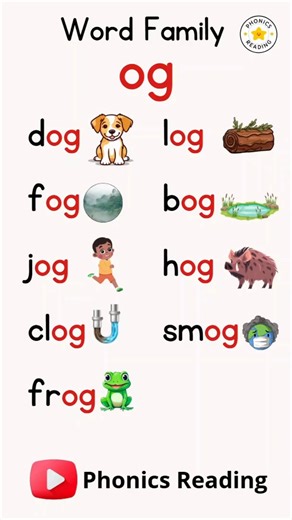 Word family OG Words. Learn to read with Phonics. CVC Words. Follow Phonics Reading to learn more. Visit the phonics Reading YouTube Channel for free phonics lessons. | Phonics Reading