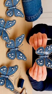 DIY 3D Butterfly 🦋 Jean fabric butterfly 🦋 #fypシ #handmade #diy #hobbies #lifestyle | Decoration