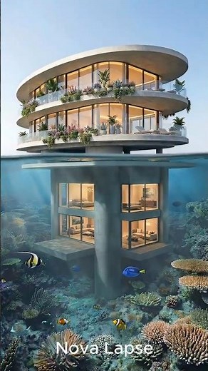 $50M Futuristic Underwater Villa Built on a Coral Reef Luxury Ocean House Transformation#timelapse