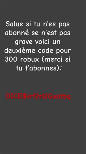 Code pour des robux gratuit (300)