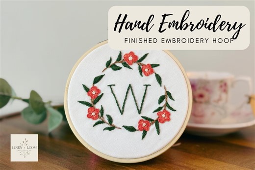 Custom Hand Embroidered Floral Hoop Art: Finished, Ready to Hang, 4" or 5" Hoop - Etsy