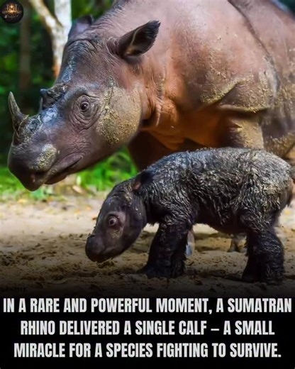 DrNoble Arya on Instagram: "In a time when extinction feels like a constant headline, this moment arrived like a quiet miracle. A critically endangered Sumatran rhinoceros has given birth to her first calf — an event so rare it immediately captured the attention of conservationists worldwide. With fewer than 80 Sumatran rhinos believed to remain, every birth is not just encouraging news. It is a lifeline. Sumatran rhinos are the smallest and most ancient of all living rhino species, the last sur