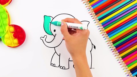 Coloring in an Adorable Elephant Drawing