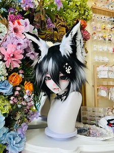 Visual Kei Fursuit Head: Resin Shirokuro Fox Mask, Cosplay Helmet - Etsy