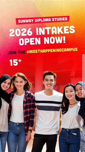 Ready to Shape Your Future? ✨ Sunway College is more than just an education—it’s a launchpad for your career. 🌟 With 15 Diploma Programmes, we’re not just preparing students for graduation but equipping them with the skills and experience to thrive in today’s industries. 💼 💡 Your journey to success starts here. 📅 Intakes are open now! | Sunway College